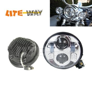 LITE-WAY 5-34 575  inch Chrome Daymaker Projector LED Headlight Bulbs Fits Harley Davidson Dyan Motorcycle HARLEY-HL40W-S