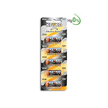 A23 Alkaline 12V Battery 23A . 5-Pcs Pack Genuine KEYKO ® JAPAN High Tech™ for Remote controls , alarm , keyless entry , electronics and so more