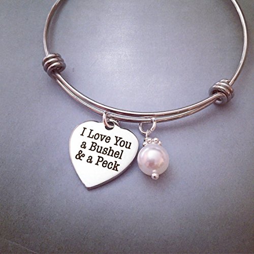 I Love You A Bushel and A Peck Designer Inspired Expandable Bangle Bracelet - Hand Stamped Etched Jewelry - Personalized Bangle