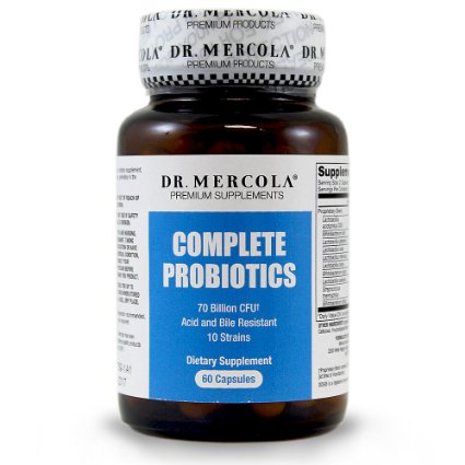 Dr Mercola Complete Probiotics - 60 Capsules - 70 Billion CFU - 10 Strains - Acid And Bile Resistant - Helps Maintain A Healthy Flora And Promotes Digestion