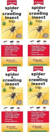 4 x Rentokil 3 Pack Spider & Crawling Insect Beetle Ants Cockroaches Trap