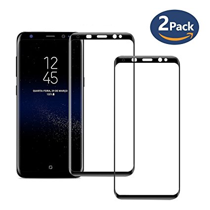 Galaxy S8 Plus Screen Protector [2 Pack], 3D Tempered Glass Screen Protector Full Curved for Samsung S8 Plus Edge, HD Clear, Touch Sensitivity, 9H Hardness Anti-Scratch, Bubble-Free