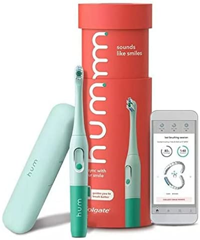 Hum by Colgate Smart Battery Toothbrush Kit Sonic Toothbrush with Travel Case - (Teal)