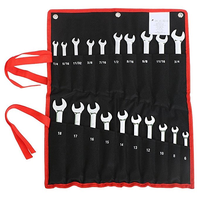 Yaheetech 20 Pieces SAE Ratcheting Combination Wrench Set Inch/Metric