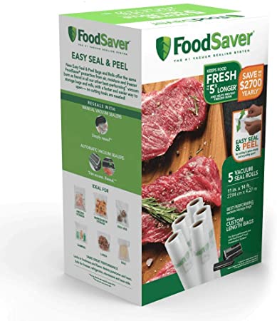 FoodSaver Easy Seal & Peel 11" x 14' Vacuum Seal Roll, 5 Pack