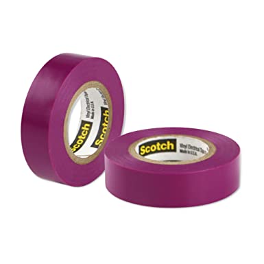 3M 500-49923 Scotch 35 Vinyl Color Coding Electrical Tape, 32 to 221 Degree F, 1250 mV Dielectric Strength, 20' Length x 1/2" Width, Violet