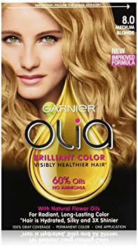 Garnier Olia Oil Powered Permanent Hair Color, 8.0 Medium Blonde