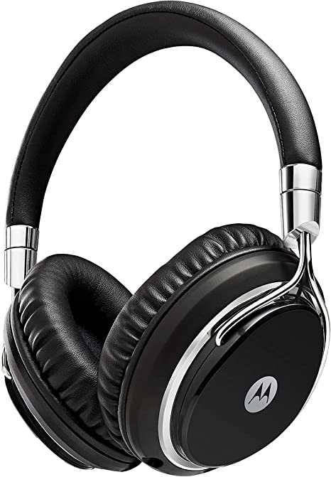 Motorola SH003BK Pulse M - Over Ear Wired Headphones & Mic – Premium Metal Design Headset with Foldable Rotating Cups - Big Sound, Great Bass