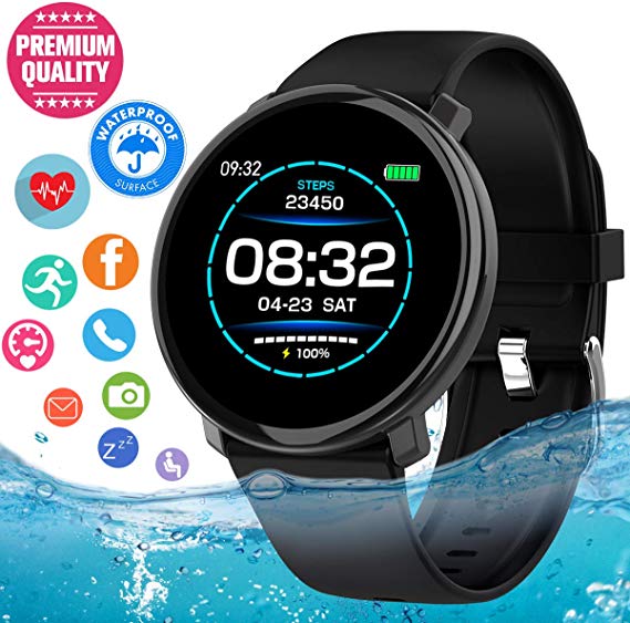 Smart Watch, Waterproof Smartwatch for Android Phones, Sport Fitness Watch with Heart Rate Sleep Monitor Activity Fitness Tracker Watch with Pedometer Calorie Compatiable for Samsung iOS Women Men