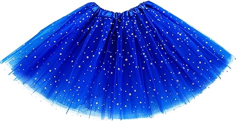 Yolev Tutu Skirts for Women Girls Adult Elastic 3 Layered Tulle Tutu Skirt with Sequin Stars Retro 80's Bubble Skirt