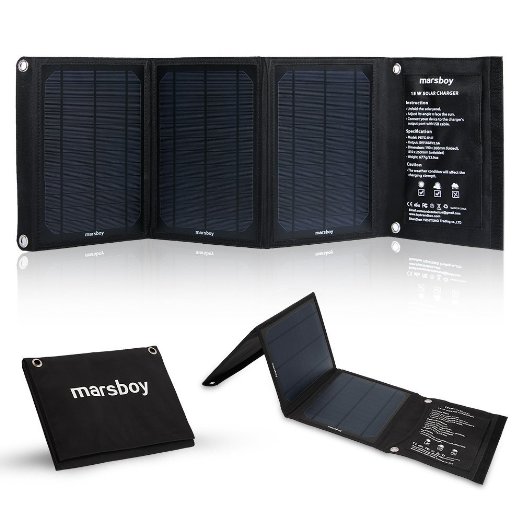 Marsboy 15W Solar Charger with Dual USB Port Foldable Portable iSmart Technology for Smartphones Tablets iPhone iPad