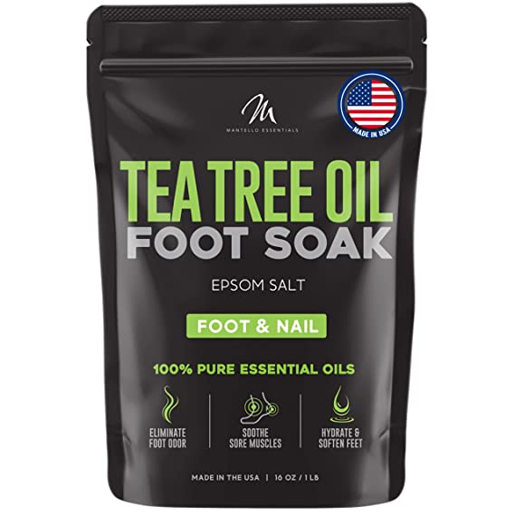 Mantello Tea Tree Oil Foot Soak for Foot Care - Foot Soaker for Use with a Feet Soaking Tub - Foot Soak Salts to Soften Feet - Epsom Salt Foot Soak with Essential Oils - Pedicure Foot Soak, 1 lb. Bag