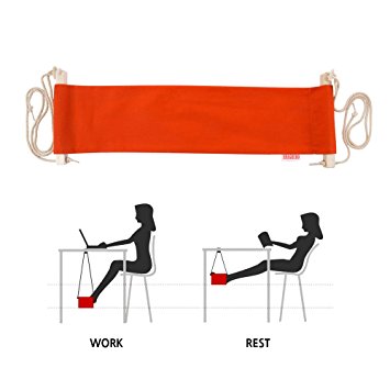 SMAGREHO Portable Adjustable Mini Office Foot Rest Desk Feet Hammock (Orange)