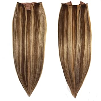 Knockout Hair Fits like a Halo Hair Extensions, 24-Inch, Human, 150 Grams, Medium Golden Brown Brassy Blonde Mix - #03/27-24"