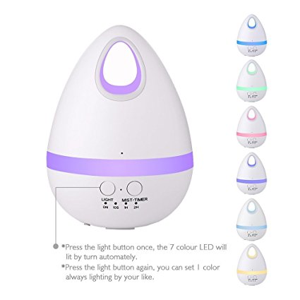 Jsdoin Aromatherapy Essential Oil Diffuser Portable Ultrasonic Diffusers with 7 Color LED Lights Changing and Waterless Auto Shut-off Function for Home Office Bedroom Room, 200 mL (White)