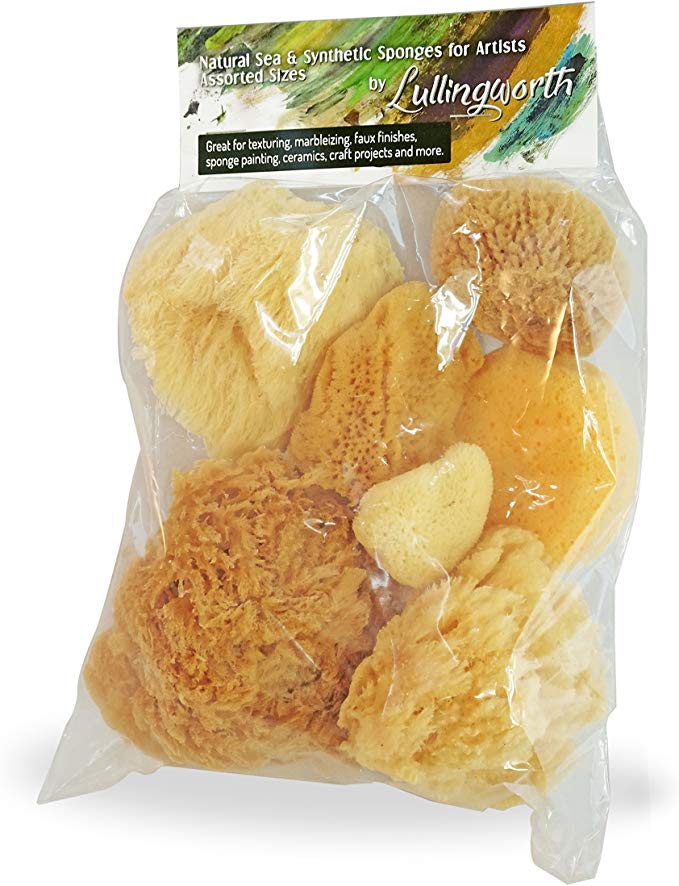 Natural Sea & Synthetic Sponges - Assorted Sizes 7pc Value Pack for Crafts & Artists: Great for Painting, Creative Hobbies, Art, Effects, Ceramics, Clay, Pottery by Lullingworth