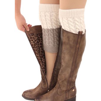 FAYBOX Women's Short Leg Warmer Crochet Boot Cover