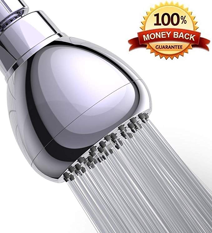Premium 3 Inch High Pressure Shower Head -Best Pressure Boosting Fixed Showerhead, Adjustable Metal Swivel Ball Joint, Water Saving Rain Showerhead For Low Flow Showers-Polished Chrome