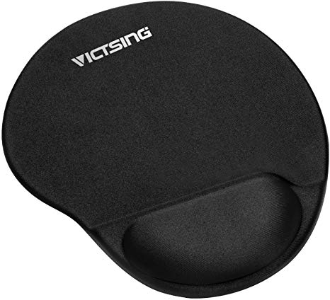 VicTsing Mouse Pad, Ergonomic Mouse Pad with Gel Wrist Rest Support, Gaming Mouse Pad with Lycra Cloth, Non-Slip PU Base for Computer, Laptop, Home, Office & Travel, Black