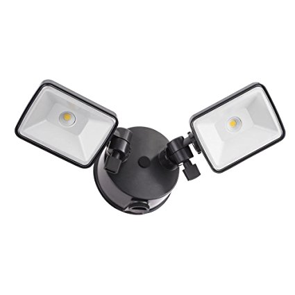 Lithonia Lighting OLF 2SH 40K 120 PE BZ M4 2-Head Dusk to Dawn Outdoor LED Square Flood Light, Black/Bronze