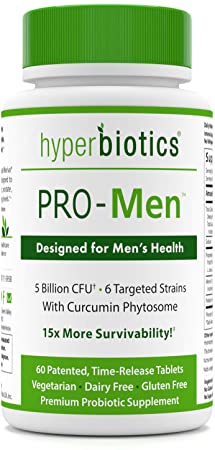 Hyperbiotics PRO-Men - Probiotics for Men with Curcumin Phytosome - Urinary and Prostate Support - 15x More Survivability Than Capsules - Non-GMO and Gluten Free Premium Probiotic Supplements 60 Count