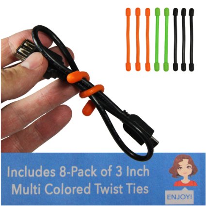 EliteTechGear Twist Ties For Organizing Your Gear 8-Pack 3 Inch Multicolored