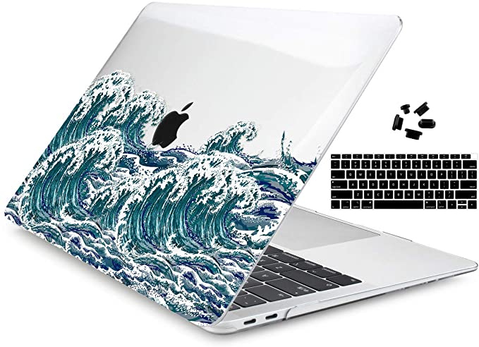 Dongke for MacBook Air 13 inch Case 2020 2019 2018 Released Model A2337 M1/A2179/A1932, Plastic Hard Shell Case Cover for MacBook Air 13.3 with Touch ID & Retina Display - Ocean Wave