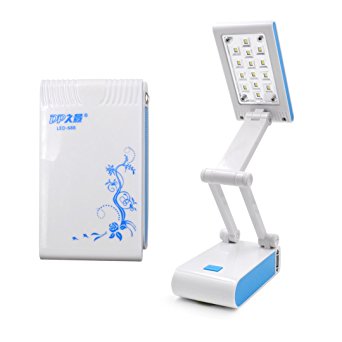 Aisi Flower Pattern Portable & Foldable Eye Protection Daylight LED Desk Lamp for Home/ Office (Blue)