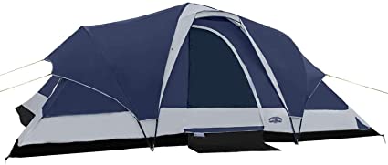Pacific Pass Camping Tent 8 Person Family Dome Tent with Dividers Awning & Removable Rain Fly, Easy Set Up for Camp Backpacking Hiking Outdoor, Navy, 206 * 114.2 * 80.7 inches