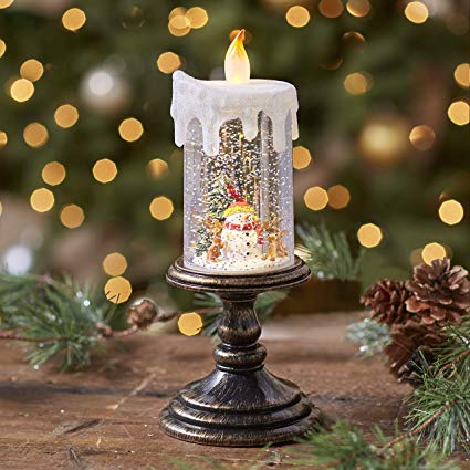 The Lakeside Collection Lighted Holiday Candle Snow Globe - Snow Man