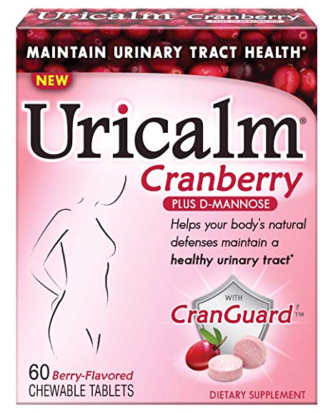 Uricalm Urinary Tract Health Dietary Supplement Chewable Tablets, Cranberry, 60 Count