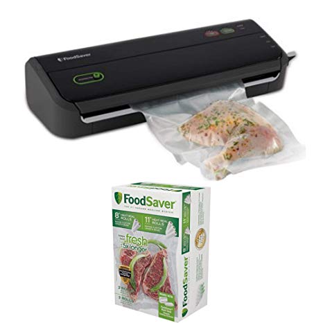 FoodSaver FM2000 Vacuum Sealer System with Starter Bag/Roll Set and 8" & 11" Vacuum Heat-Seal Rolls