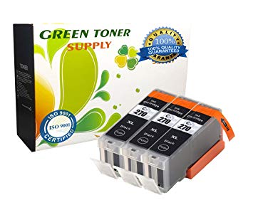 Green Toner Supply (TM) Brand New Compatible inkjet cartridges replacement PGI270XL 3xBlack High Yield Value Pack for Pixma Printer (3-Pack)