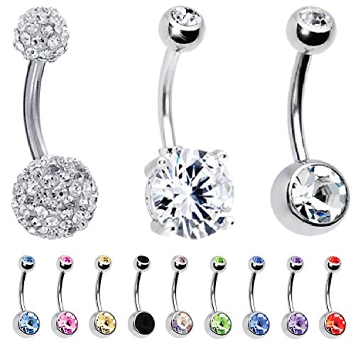 BodyJ4You 12 Pieces Belly Button Ring Piercing Bar Jewelry Set Gift Box