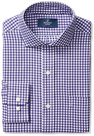 Buttoned Down Men's Classic Fit Cutaway-Collar Pattern Non-Iron Dress Shirt With Pocket