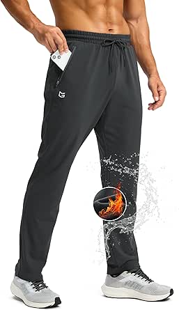 G Gradual Men's Fleece Lined Winter Pants with 3 Zipper Pockets Warm Athletic Joggers Workout Running Sweatpants for Men