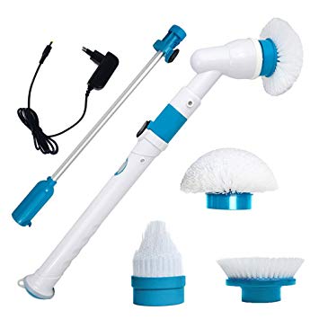 Colin Electric Spin Scrubber, Power Brush with 3 Packs Cleaning Scrubber Brush Heads, 1 Extension Handle and Adapter for Bathroom, Floor, Wall, Kitchen and Tires