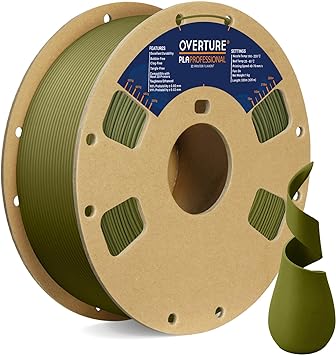 OVERTURE PLA Plus (PLA+) Filament 1.75mm PLA Professional Toughness Enhanced PLA Roll, Cardboard Spool, Premium PLA 1kg(2.2lbs), Dimensional Accuracy 99% Probability +/- 0.03mm (Army Green)