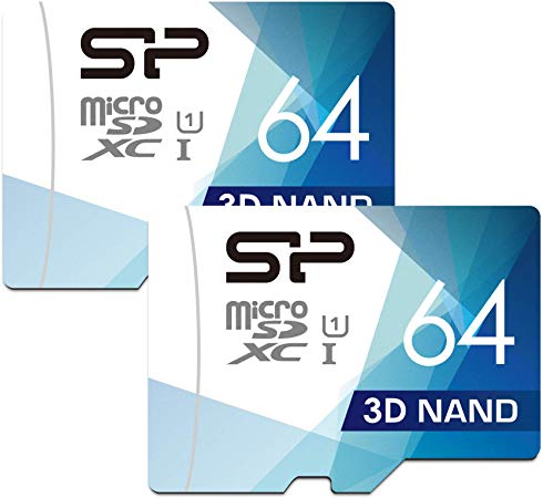 Silicon Power 64GB Dual Pack High Speed MicroSD Card with Adapter