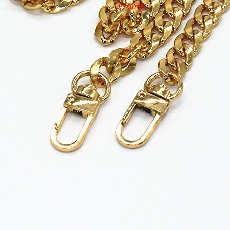 M-W 47" DIY Iron Flat Chain Strap Handbag Chains Accessories Purse Straps Shoulder Cross Body Replacement Straps, with 2pcs Metal Buckles (Gold)