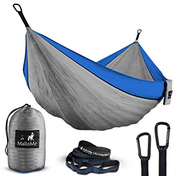 MalloMe Double Portable Camping Hammock - 27 Colors - Heavy Duty Tree Straps Included In Most Colors