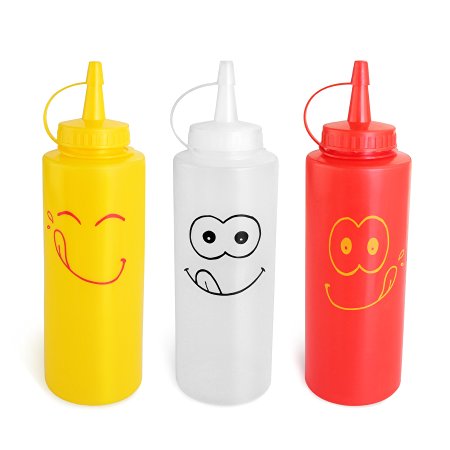 New Star Foodservice 28560 Smile Face Squeeze Bottle Set, 12 Ounce