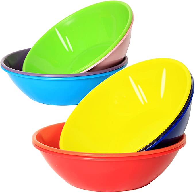 Youngever 9 Pack 850ML Re-usable Plastic Bowls, Large Cereal Bowls, Soup Bowls, Salad Bowls, Set of 9 in 9 Assorted Colors