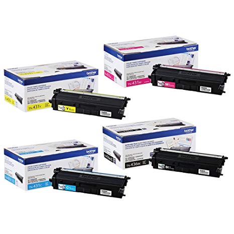 Brother TN436BK Super High Yield and TN431 (C/M/Y) Standard Yield Toner Cartridge Set