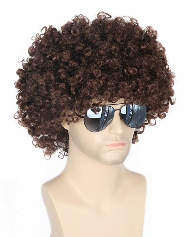 Topcosplay Men and Women Afro Wigs Disco Hippie Wig Short Halloween Costume Wigs