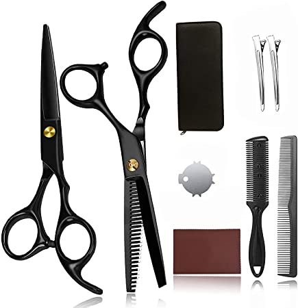 Hair Cutting Scissors Kit Professional Stainless Steel Hair Scissors Shears Set Thinning Scissors Hairdresser Shears Kit for Men Women Pets Home Barber Salon Hair Cutting Scissors Set