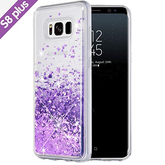 Galaxy S8 Plus Case, Caka Galaxy S8 Plus Glitter Case Luxury Fashion Bling Flowing Liquid Floating Sparkle Glitter Soft TPU Case for Samsung Galaxy S8 Plus - (Purple)