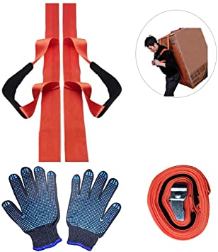 Moving and Lifting Straps for One Person, Single Lifting and Moving System for Safely Move, Carry, Secure Appliances, Bulky Objects for Home Office Moving Company, Orange