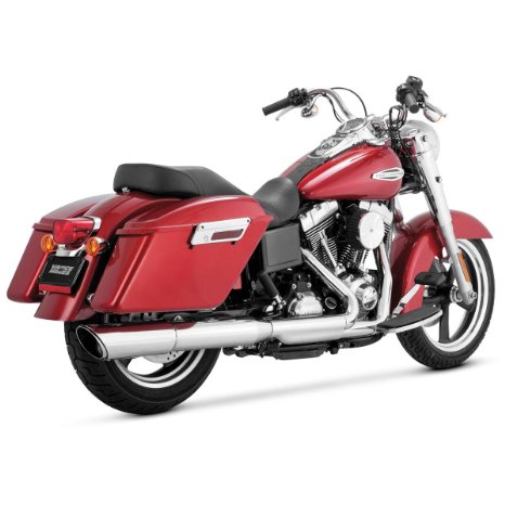 Vance and Hines Twin Slash 2:1 Chrome Slip-On Exhaust for Harley Davidson 2012- - One Size