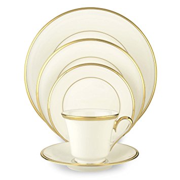 Lenox Eternal White Gold-Banded Bone China 5-Piece Place Setting, Service for 1